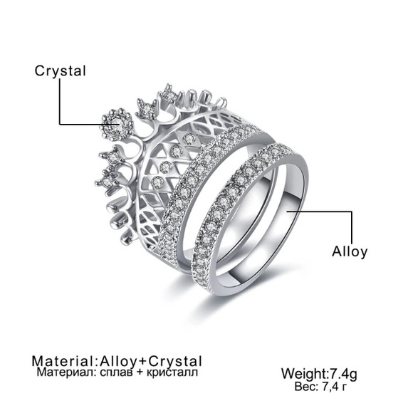 NEW!💙💎GORGEOUS! CROWN 👑 RING BAND SET!💎💎NICE! - Picture 3 of 8